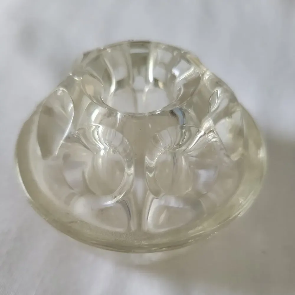 VTG Reims France Crystal Flower Frog Vase Insert 9 Hole Floral Vase 1950